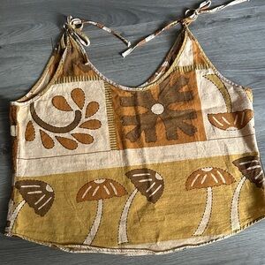 Bohemian Floral Print Women's Top - Vintage - Mushroom